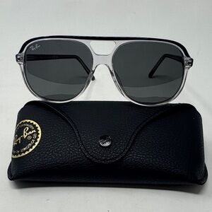 Ray-Ban (Unisex) Translucent/Blue Frame Sunglasses with Black Lenses